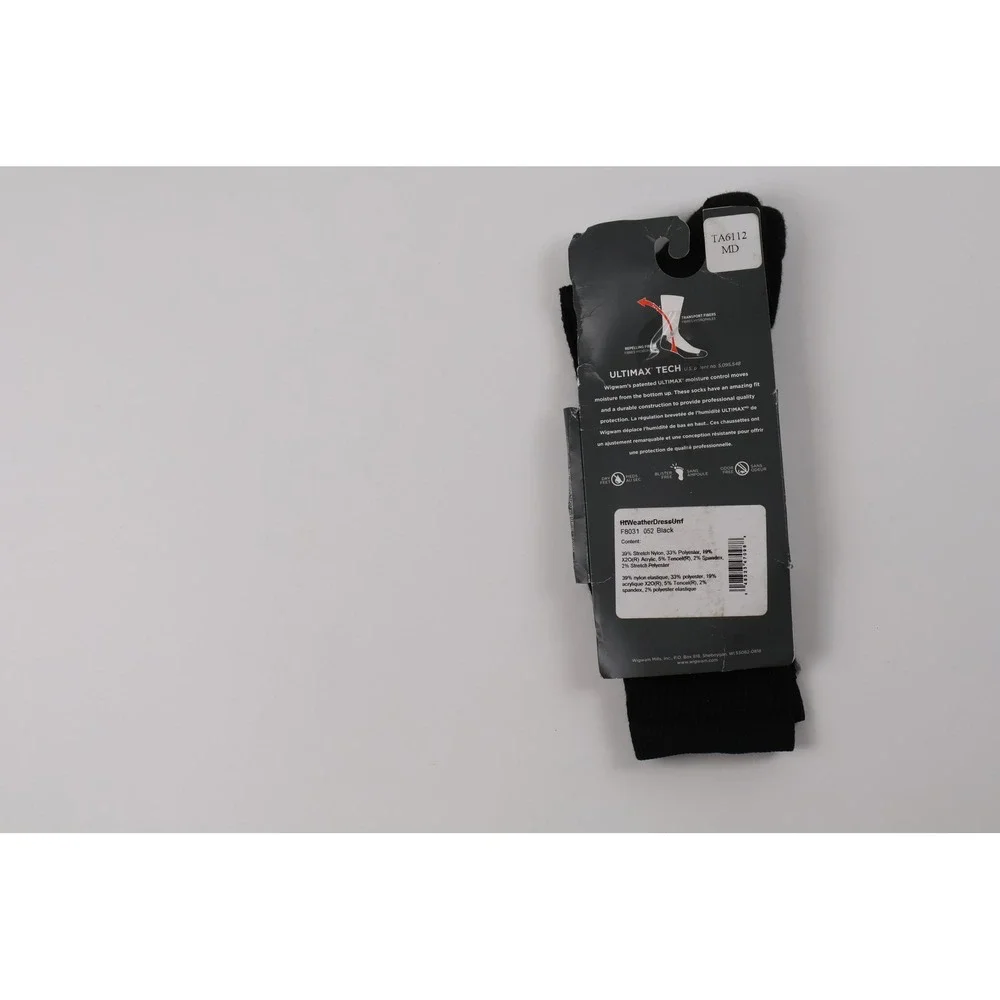 Wigwam Tactical Dress Socks Ultimax Tech Black Solid Medium NWT